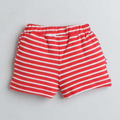 Red & White Striped Cotton Shorts