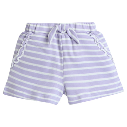 Lavender & White Striped Cotton Shorts
