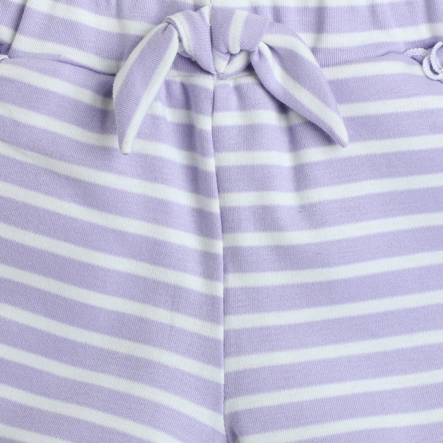 Lavender & White Striped Cotton Shorts