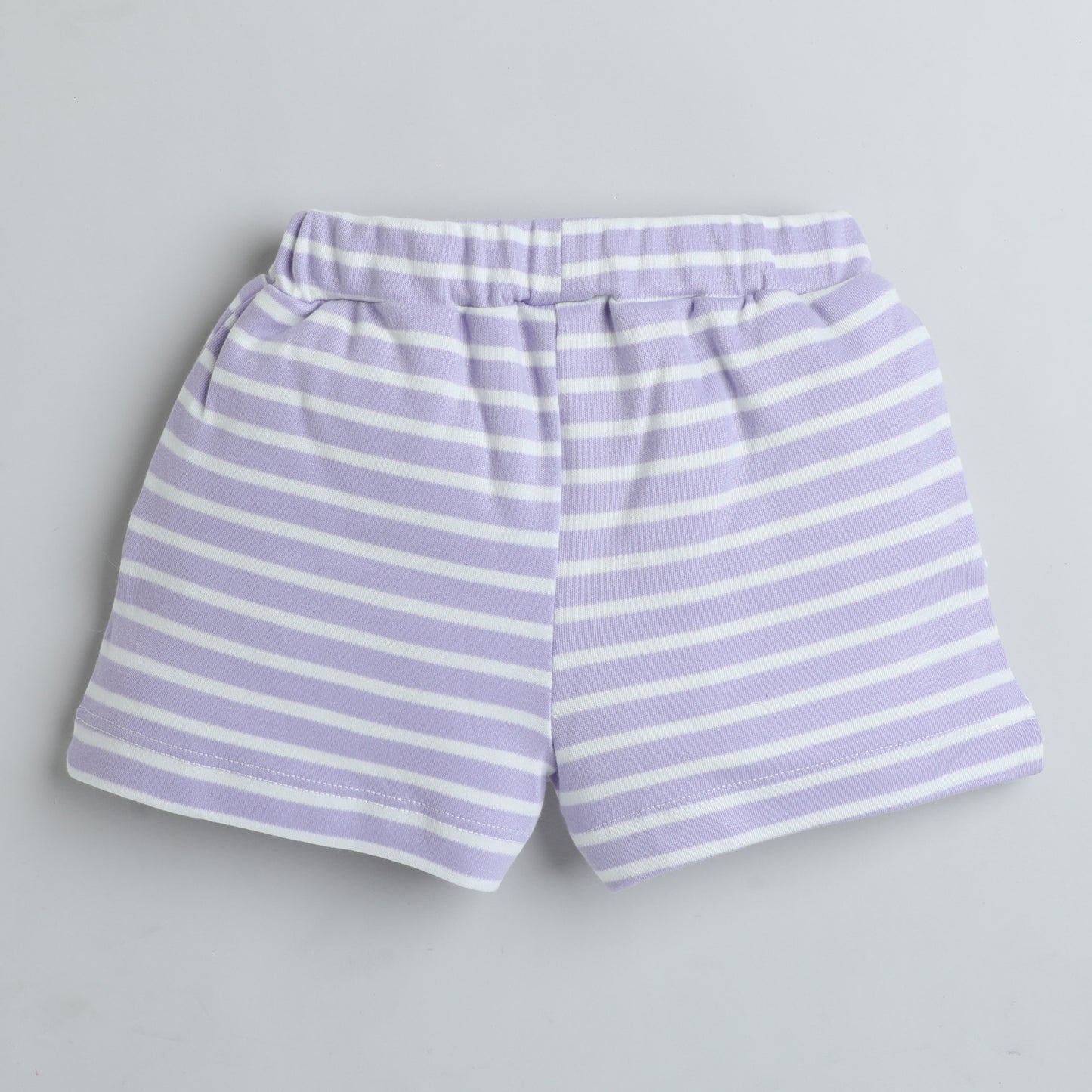 Lavender & White Striped Cotton Shorts