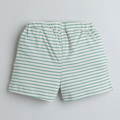 Striped Cotton Shorts with Ruffle Pockets