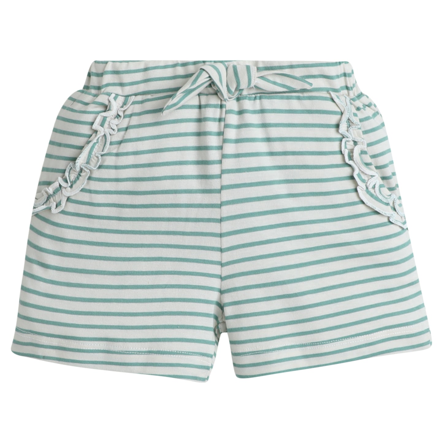 Striped Cotton Shorts with Ruffle Pockets