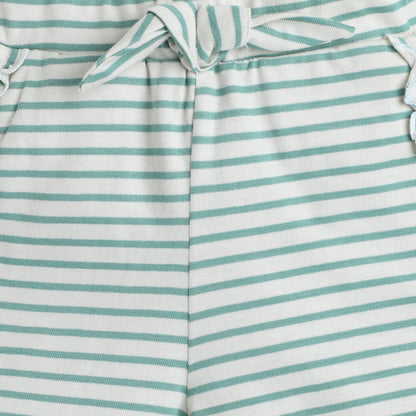 Striped Cotton Shorts with Ruffle Pockets
