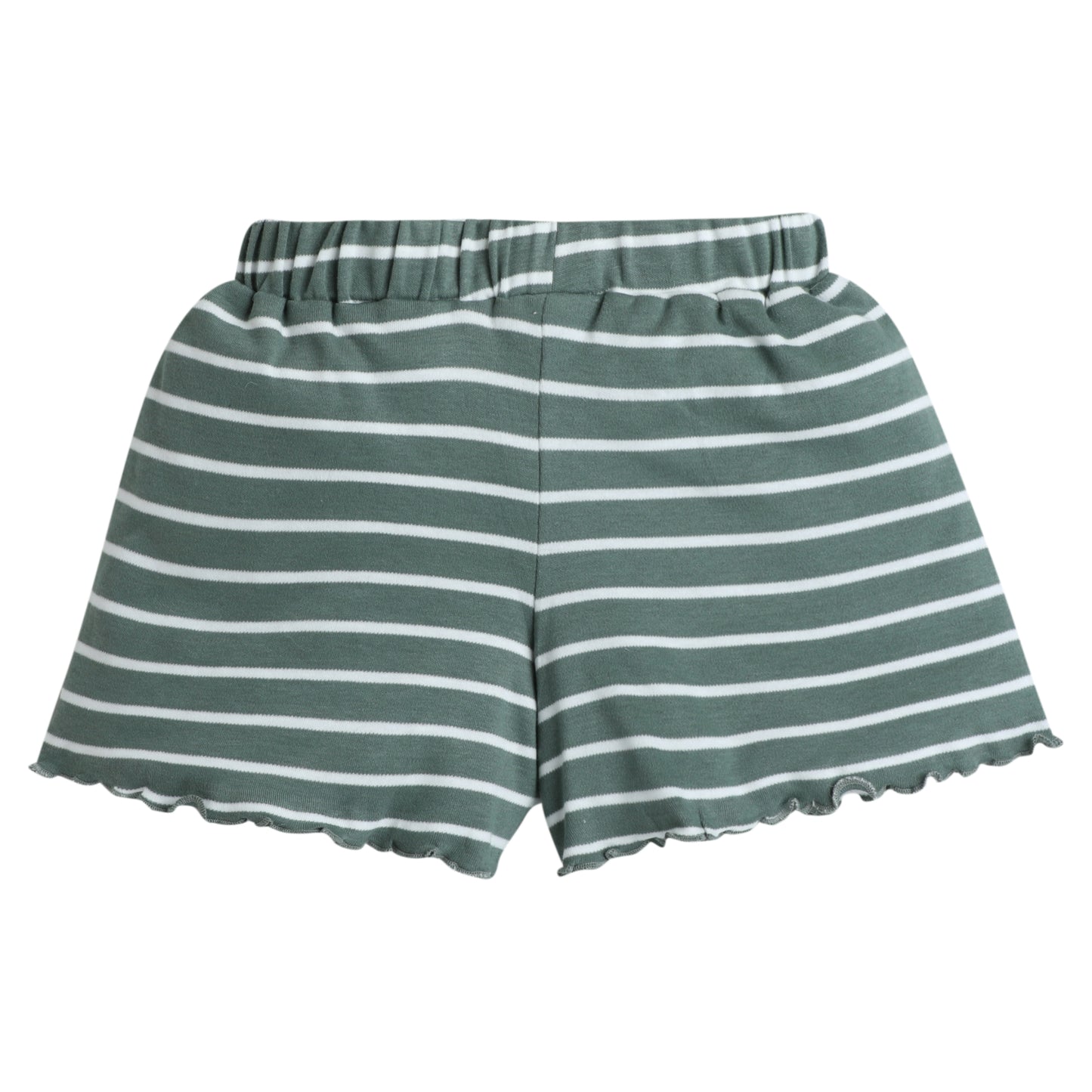 Green & White Striped Cotton Shorts