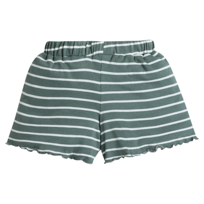Green & White Striped Cotton Shorts