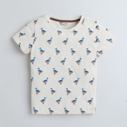 Girls Printed T-Shirt Beige – Duck Parade Design
