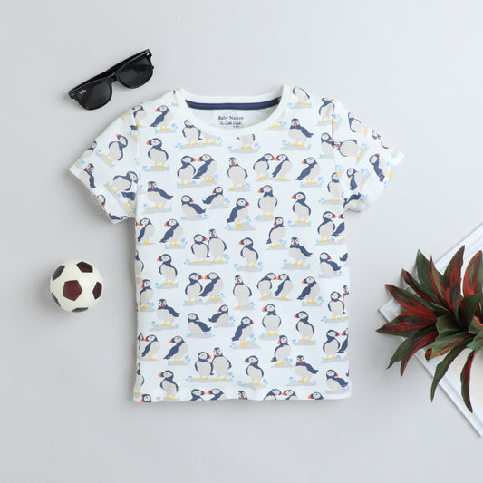 Girls T-Shirt - White Penguin