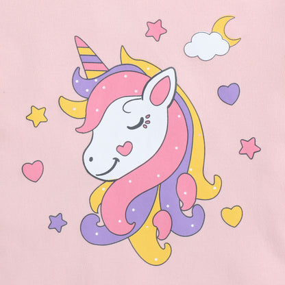 Girls Printed T-Shirt Pink – Unicorn Magic Design