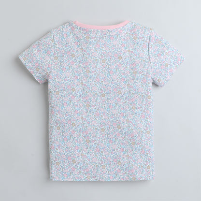 Girls Printed T-Shirt White – Floral Garden Design