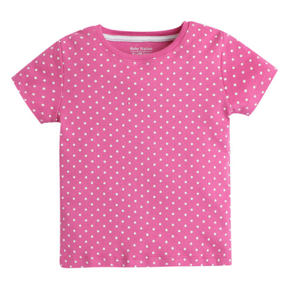 Girls Printed T-Shirt Pink – Polka Dot Design