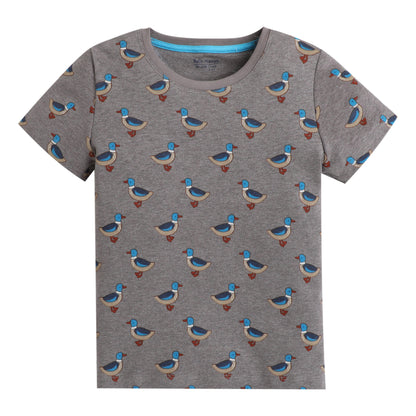 Girls Printed T-Shirt Grey – Duck Pattern Design
