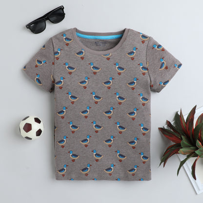 Girls Printed T-Shirt Grey – Duck Pattern Design
