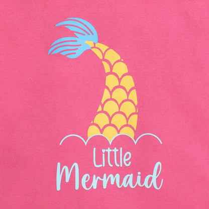 Girls Printed T-Shirt Pink – Little Mermaid Design