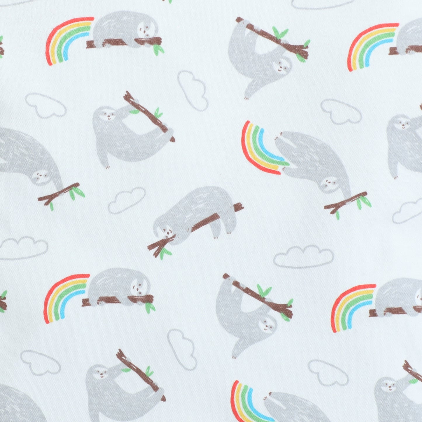Girls Printed T-Shirt White – Sloth & Rainbow Design