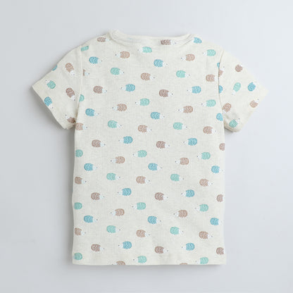 Girls T-Shirt - Cream Hedgehog
