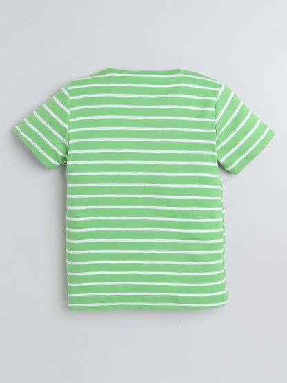 Baby Nation Cotton Knit Half Sleeve Coord Short Set - Green Stripes