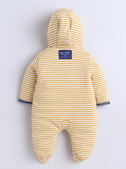 Baby Nation Reversible Baby Romper – Dinosaur Print & Mustard Stripes