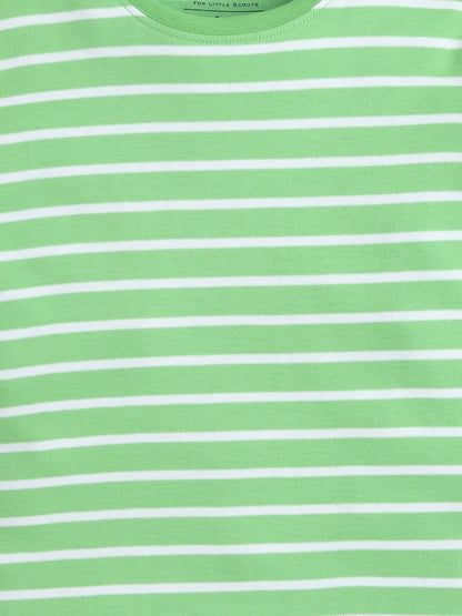 Baby Nation Cotton Knit Half Sleeve Coord Short Set - Green Stripes