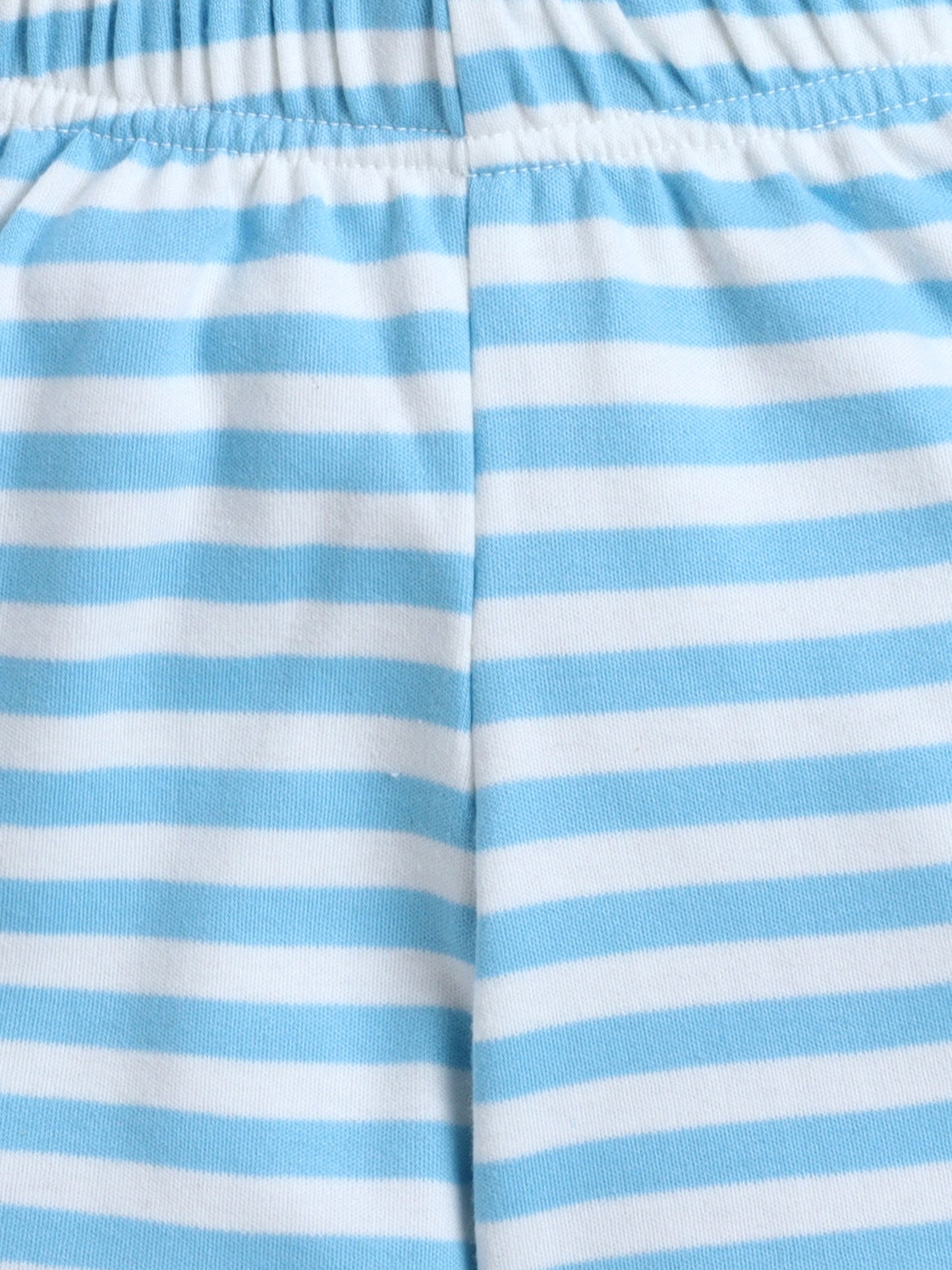 Baby Nation Cotton Knit Half Sleeve Coord Short Set - Sky Blue Stripes