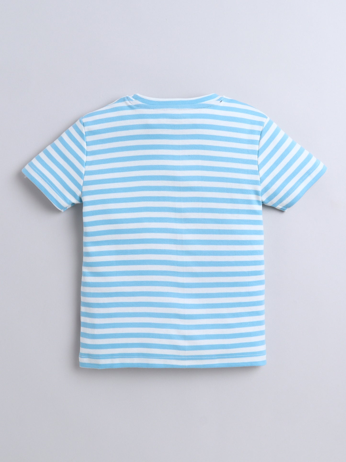 Baby Nation Cotton Knit Half Sleeve Coord Short Set - Sky Blue Stripes
