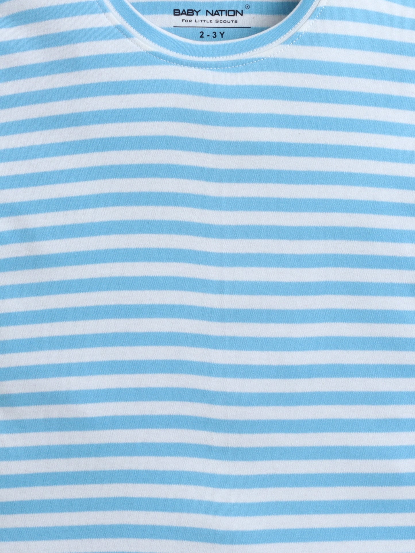 Baby Nation Cotton Knit Half Sleeve Coord Short Set - Sky Blue Stripes