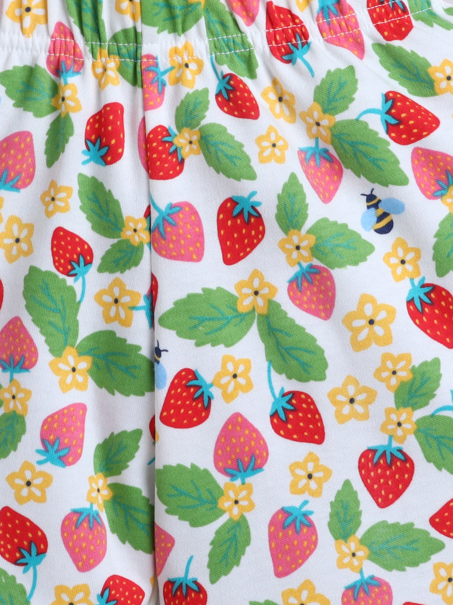 Baby Nation Cotton Knit Half Sleeve Coord Short Set - White Strawberry