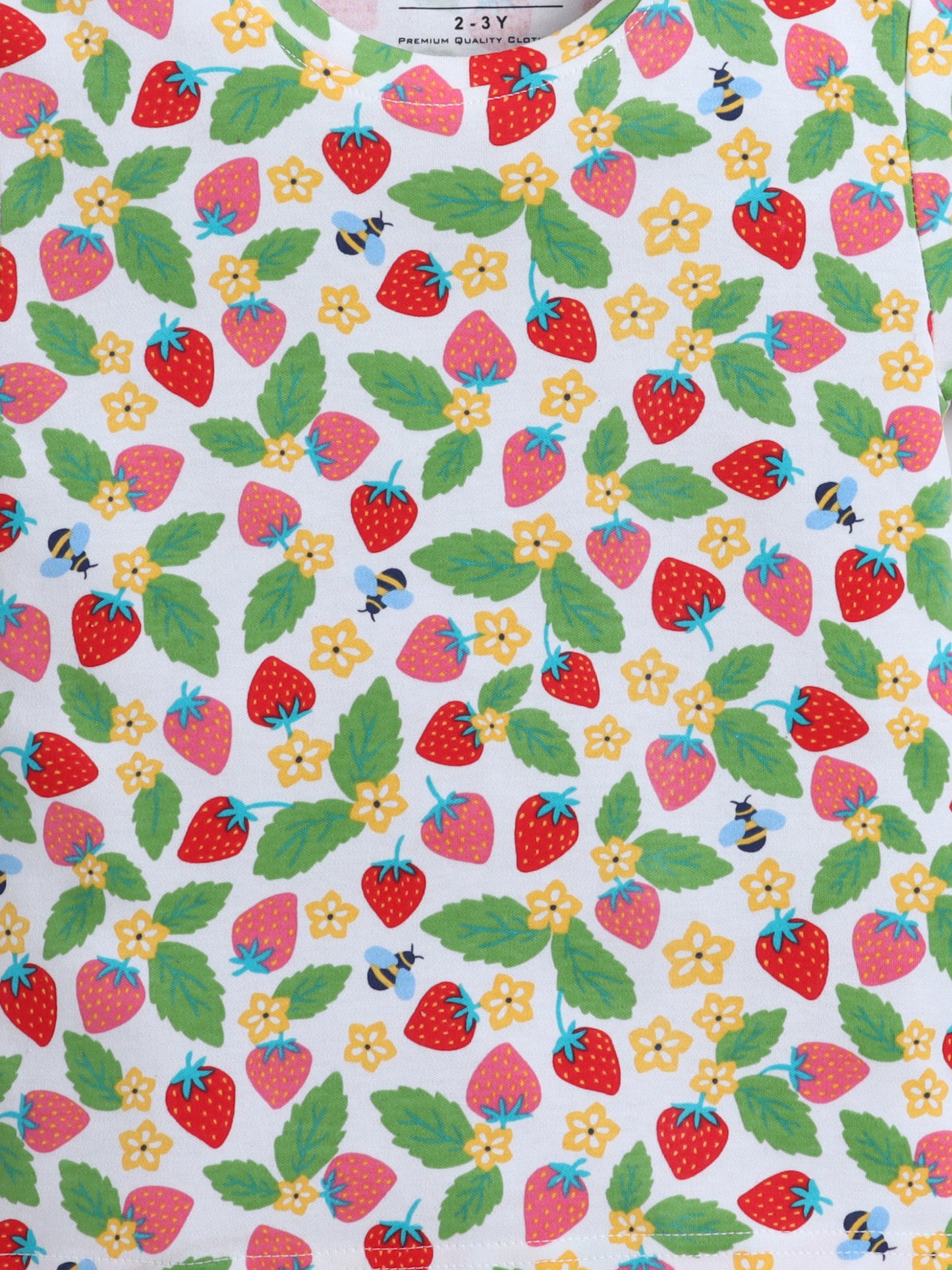 Baby Nation Cotton Knit Half Sleeve Coord Short Set - White Strawberry