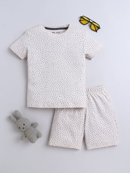Baby Nation Cotton Knit Half Sleeve Coord Short Set - Melange Dot