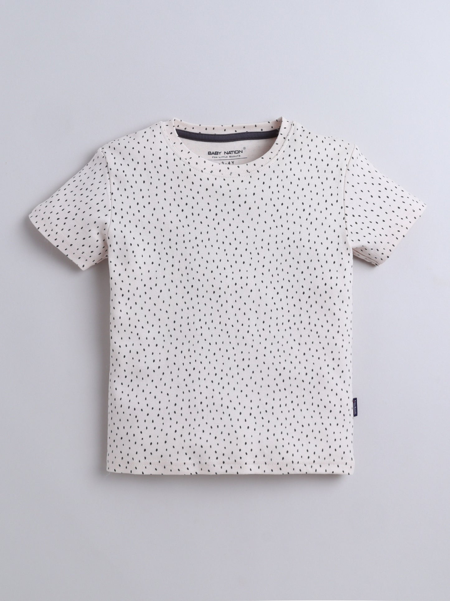 Baby Nation Cotton Knit Half Sleeve Coord Short Set - Melange Dot