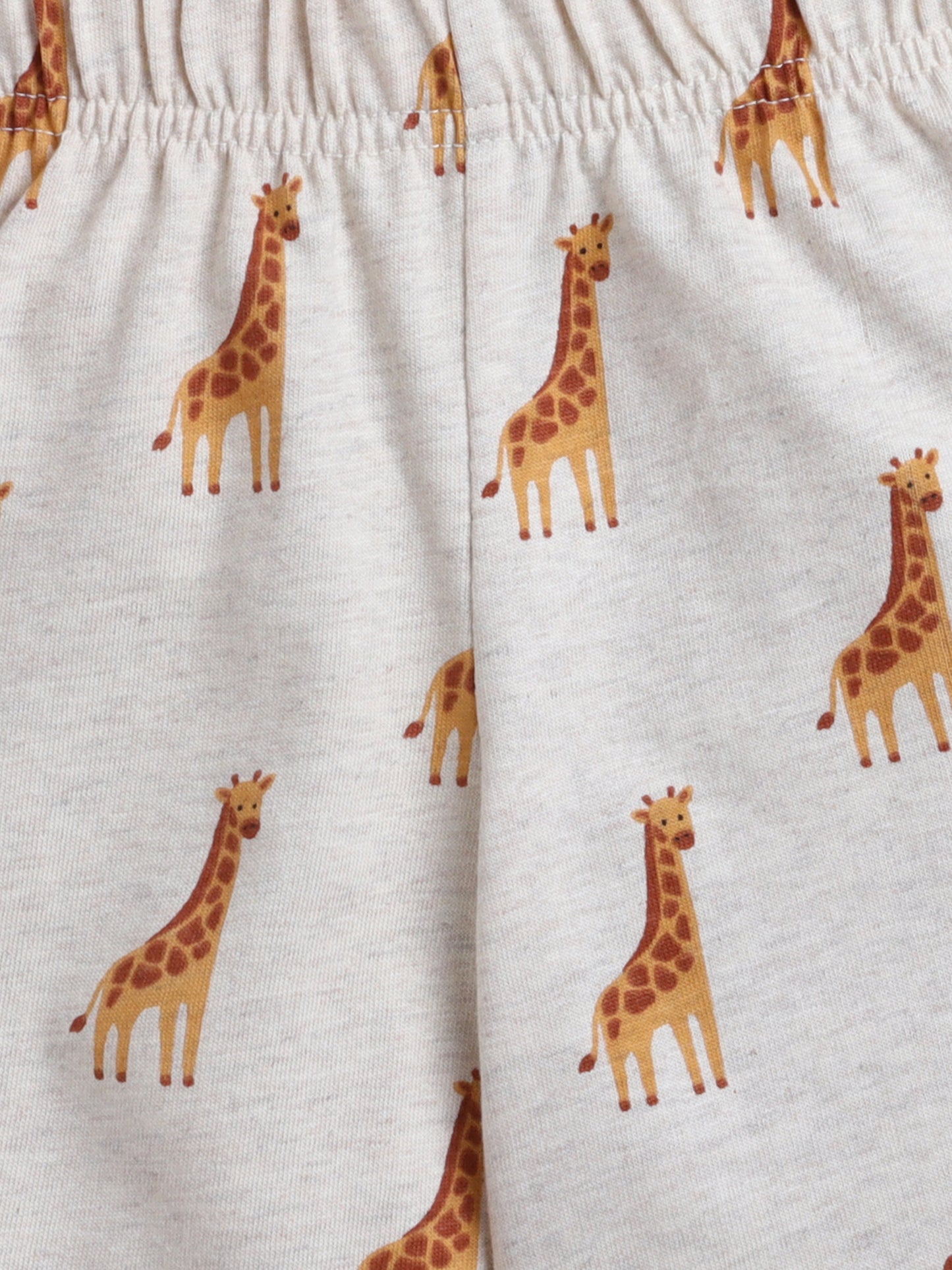 Baby Nation Cotton Knit Half Sleeve Coord Short Set - Creame Giraffee