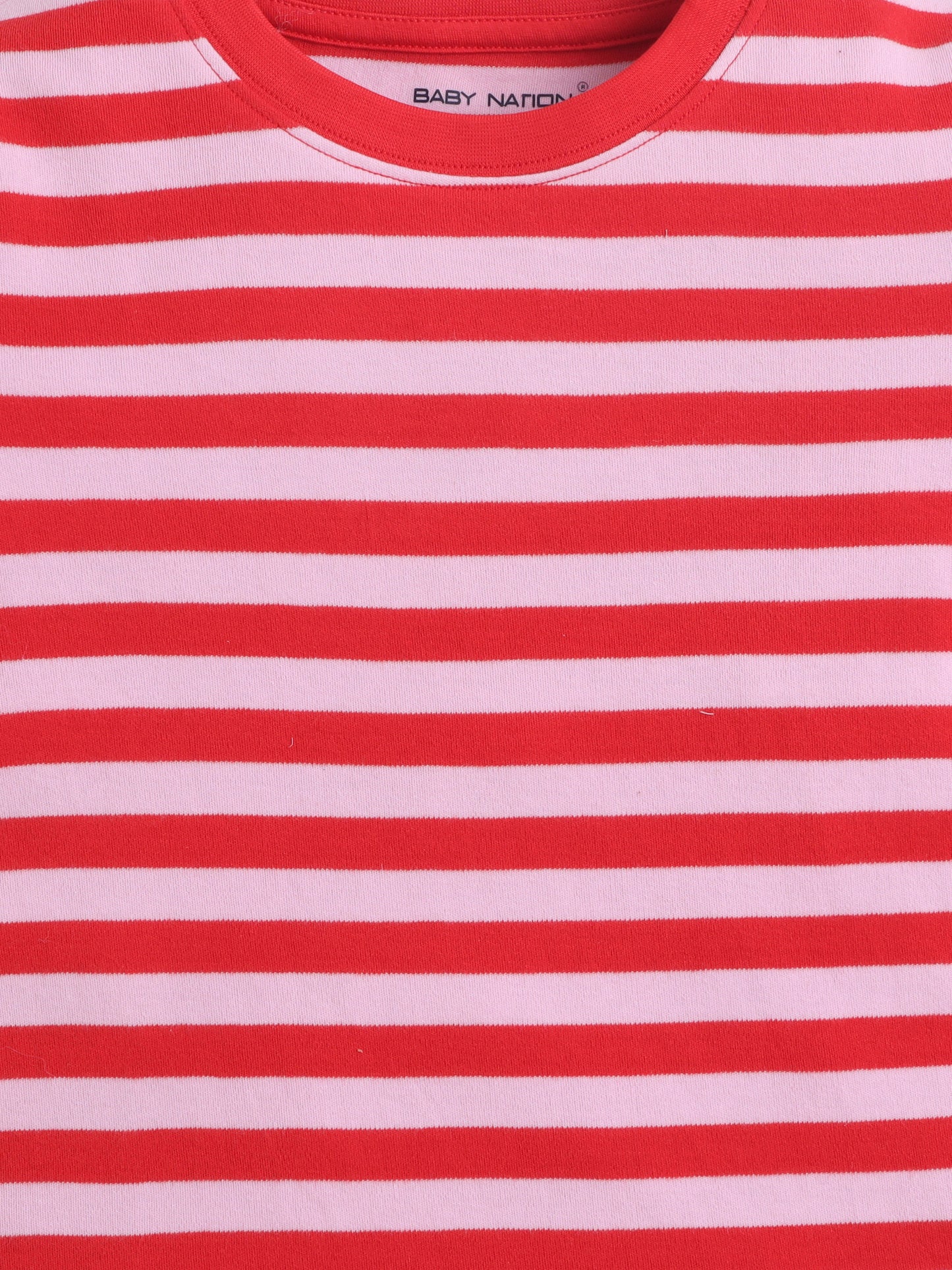 Baby Nation Cotton Knit Half Sleeves with Auto Striped T-Shirt - Red