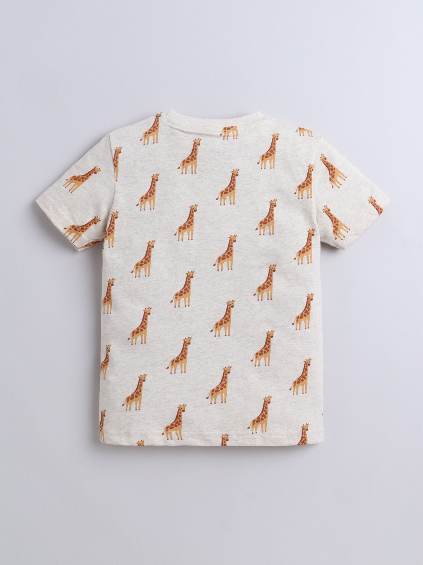 Baby Nation Cotton Knit Half Sleeve Coord Short Set - Creame Giraffee