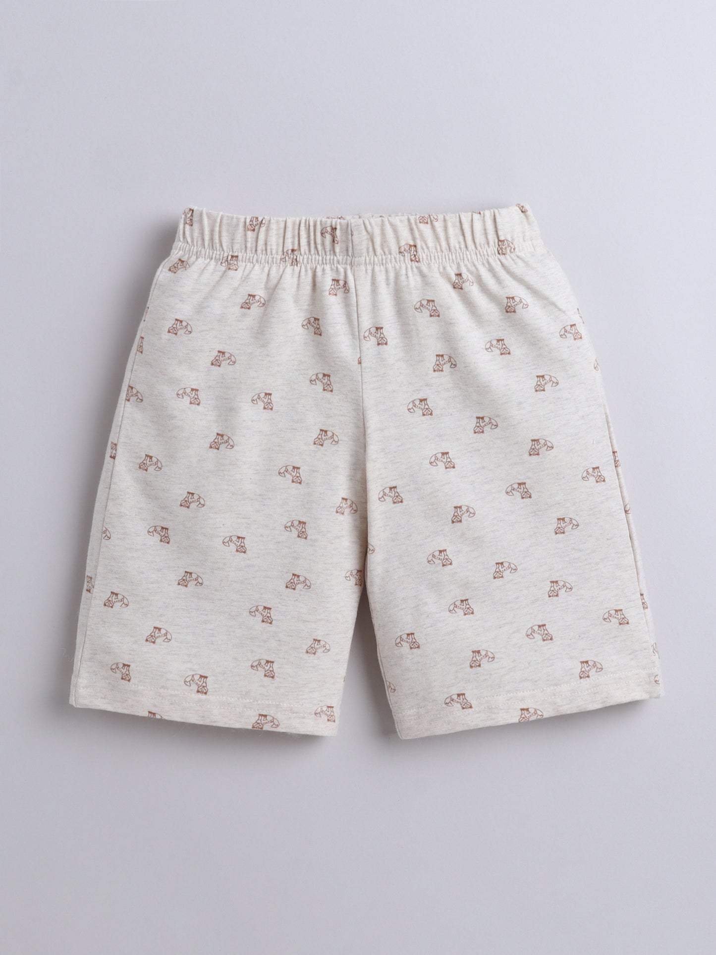 Baby Nation Cotton Knit Half Sleeve Coord Short Set - Mélange Cat