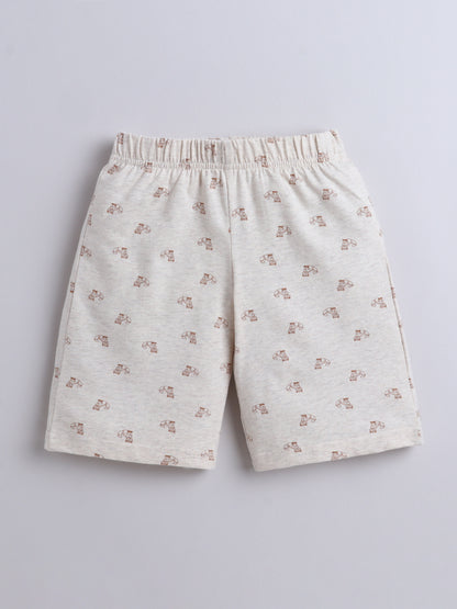 Baby Nation Cotton Knit Half Sleeve Coord Short Set - Mélange Cat
