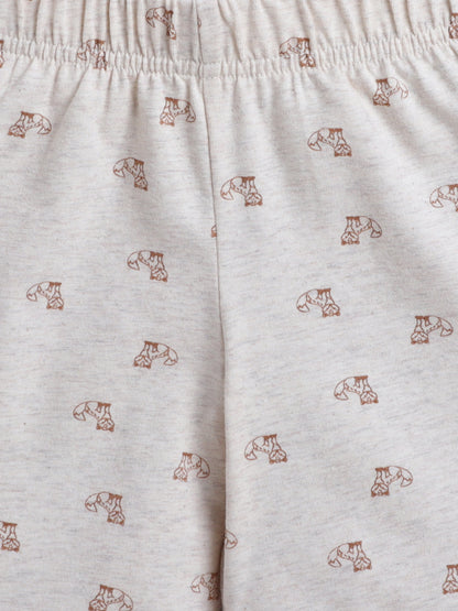 Baby Nation Cotton Knit Half Sleeve Coord Short Set - Mélange Cat