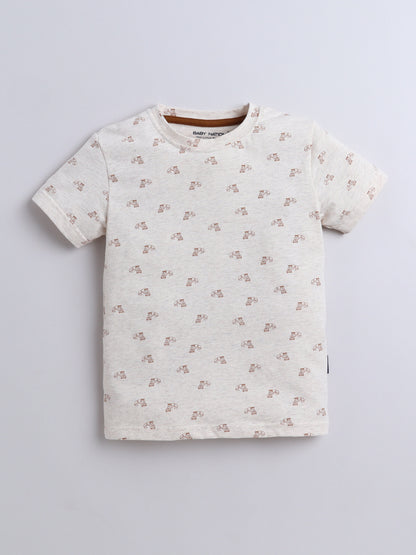 Baby Nation Cotton Knit Half Sleeve Coord Short Set - Mélange Cat