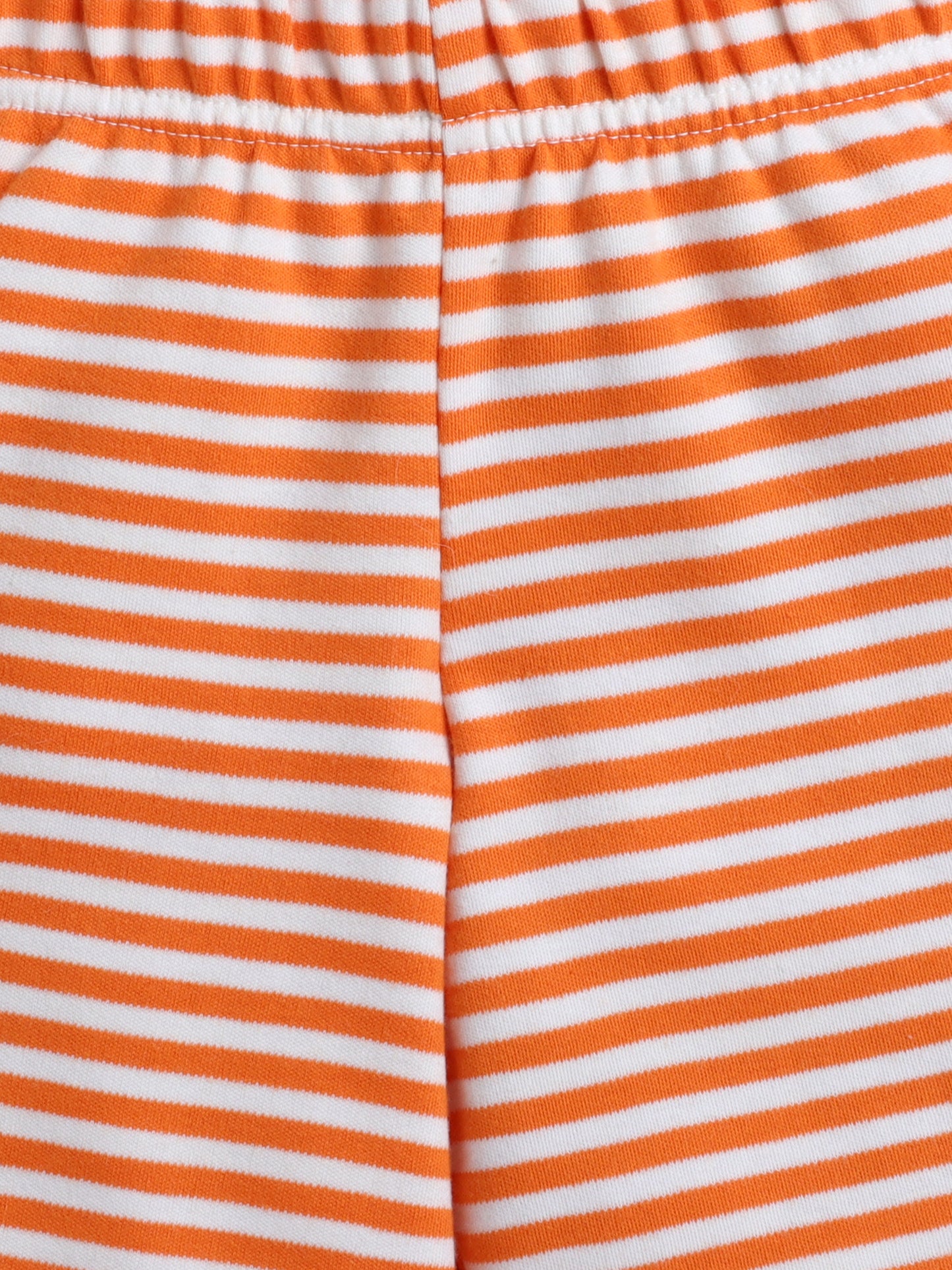 Baby Nation Cotton Knit Half Sleeve Coord Short Set - Fanta Orange Stripes