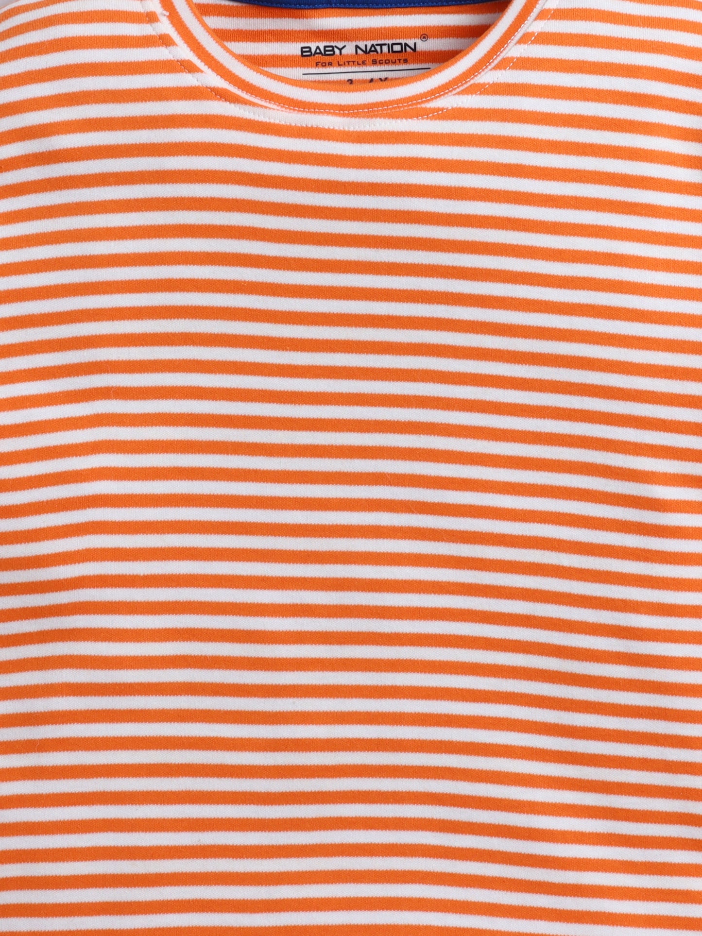 Baby Nation Cotton Knit Half Sleeve Coord Short Set - Fanta Orange Stripes
