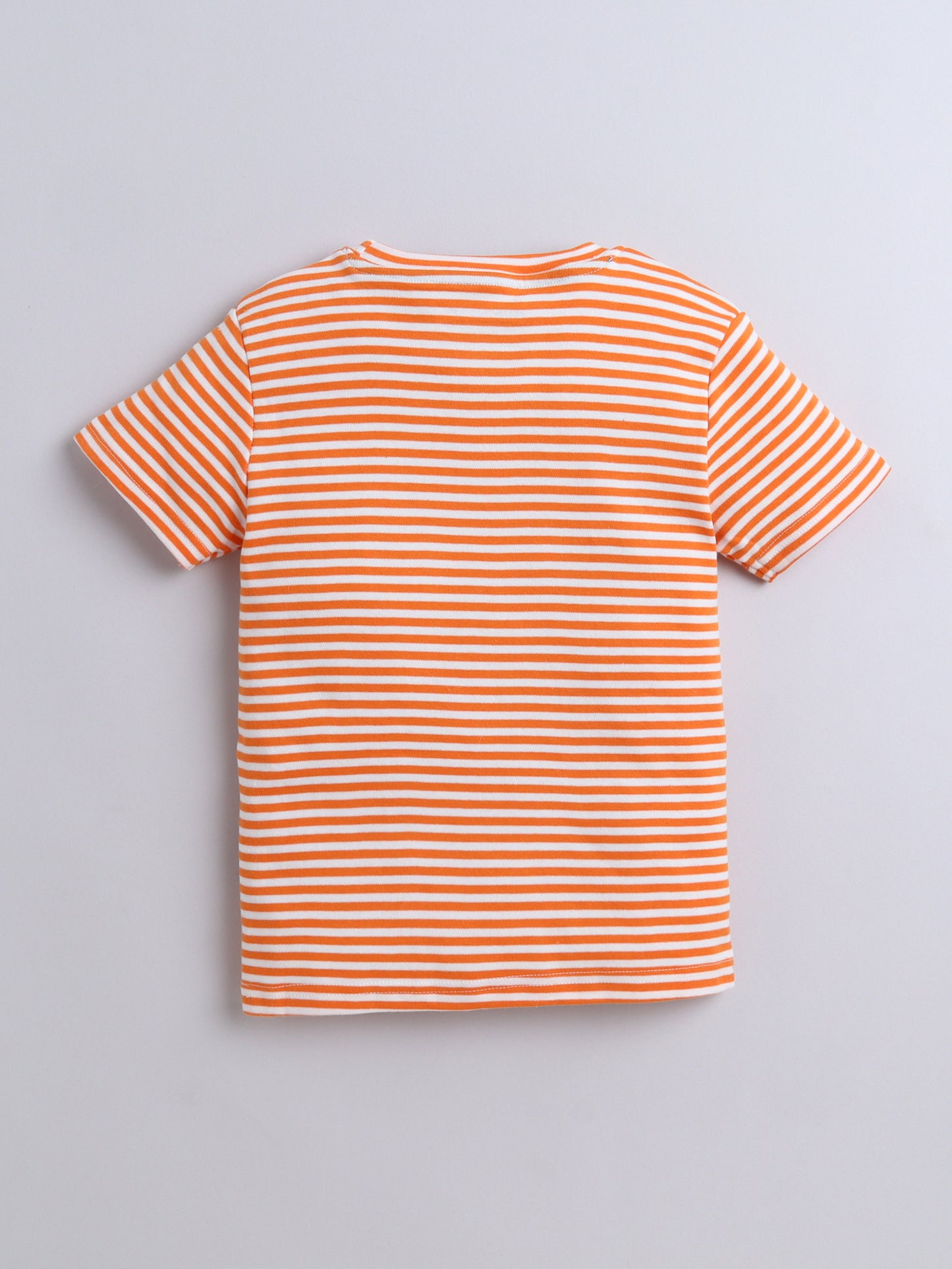 Baby Nation Cotton Knit Half Sleeve Coord Short Set - Fanta Orange Stripes