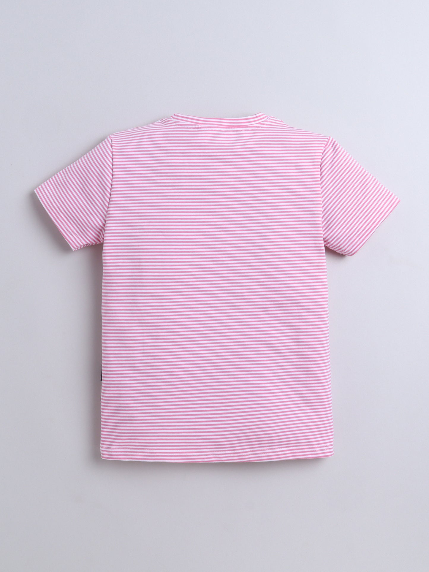 Baby Nation Cotton Knit Half Sleeve Coord Short Set -Small Pink Stripes
