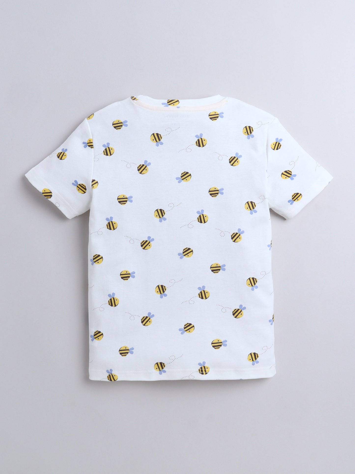 Baby Nation Cotton Knit Half Sleeves  Honey Bee Printed Coordinating T-Shirt & Shorts Set - White