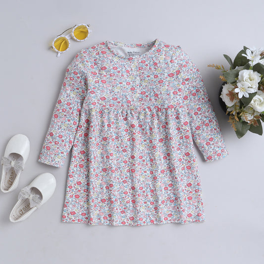 Girls Floral Printed Cotton Frock