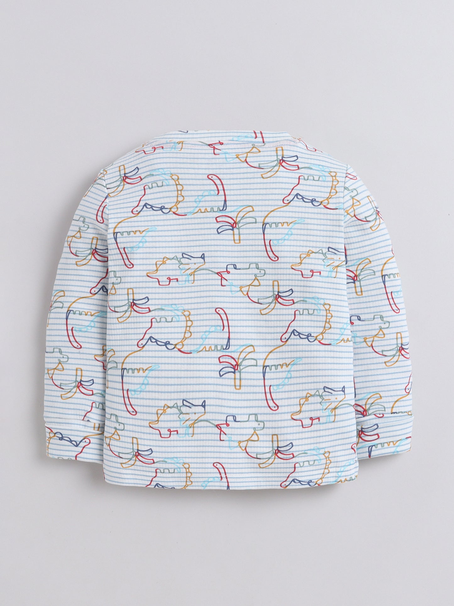 Baby Nation Kids Printed Cotton Night Suit Set - White Dino