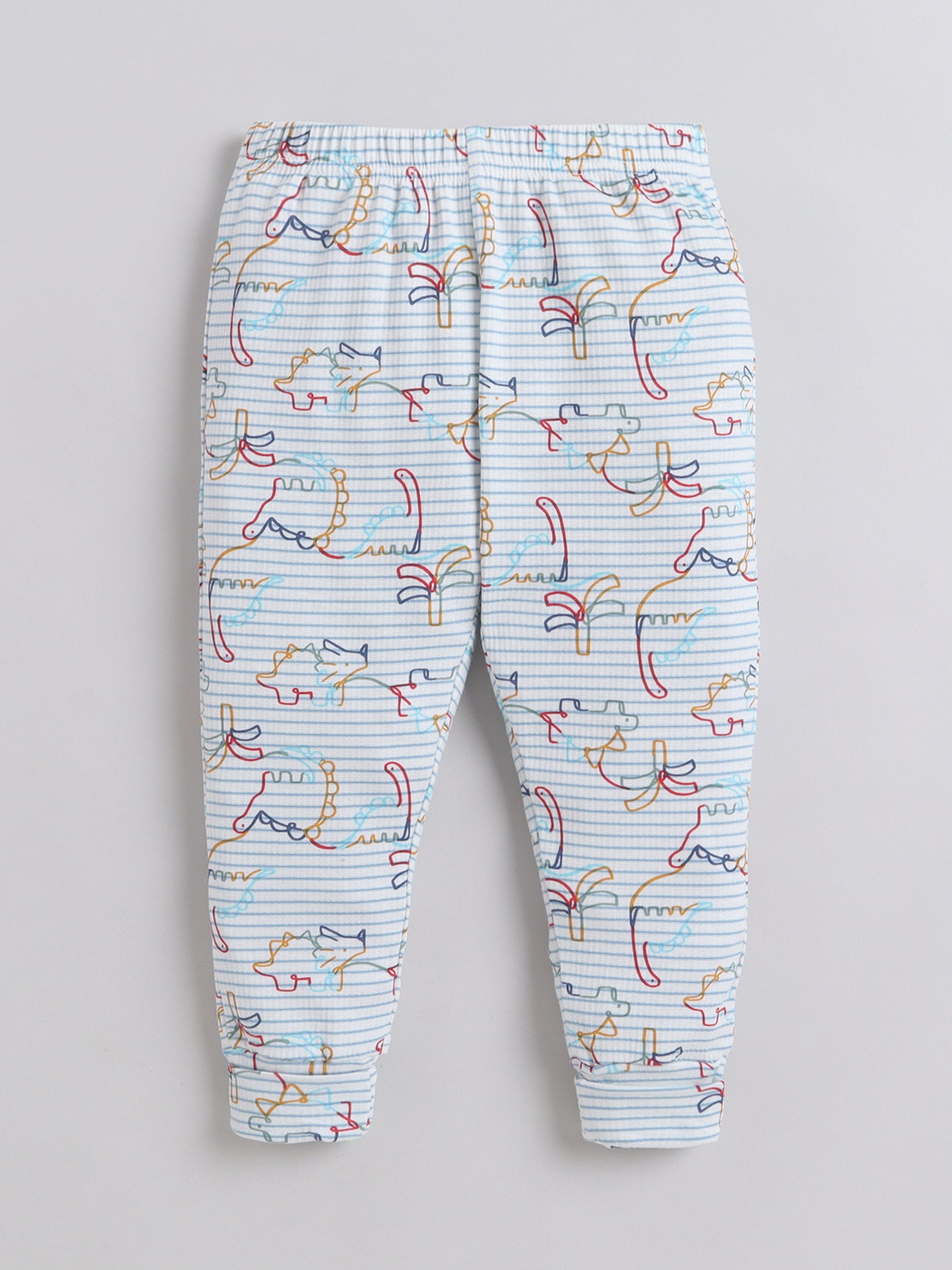 Baby Nation Kids Printed Cotton Night Suit Set - White Dino