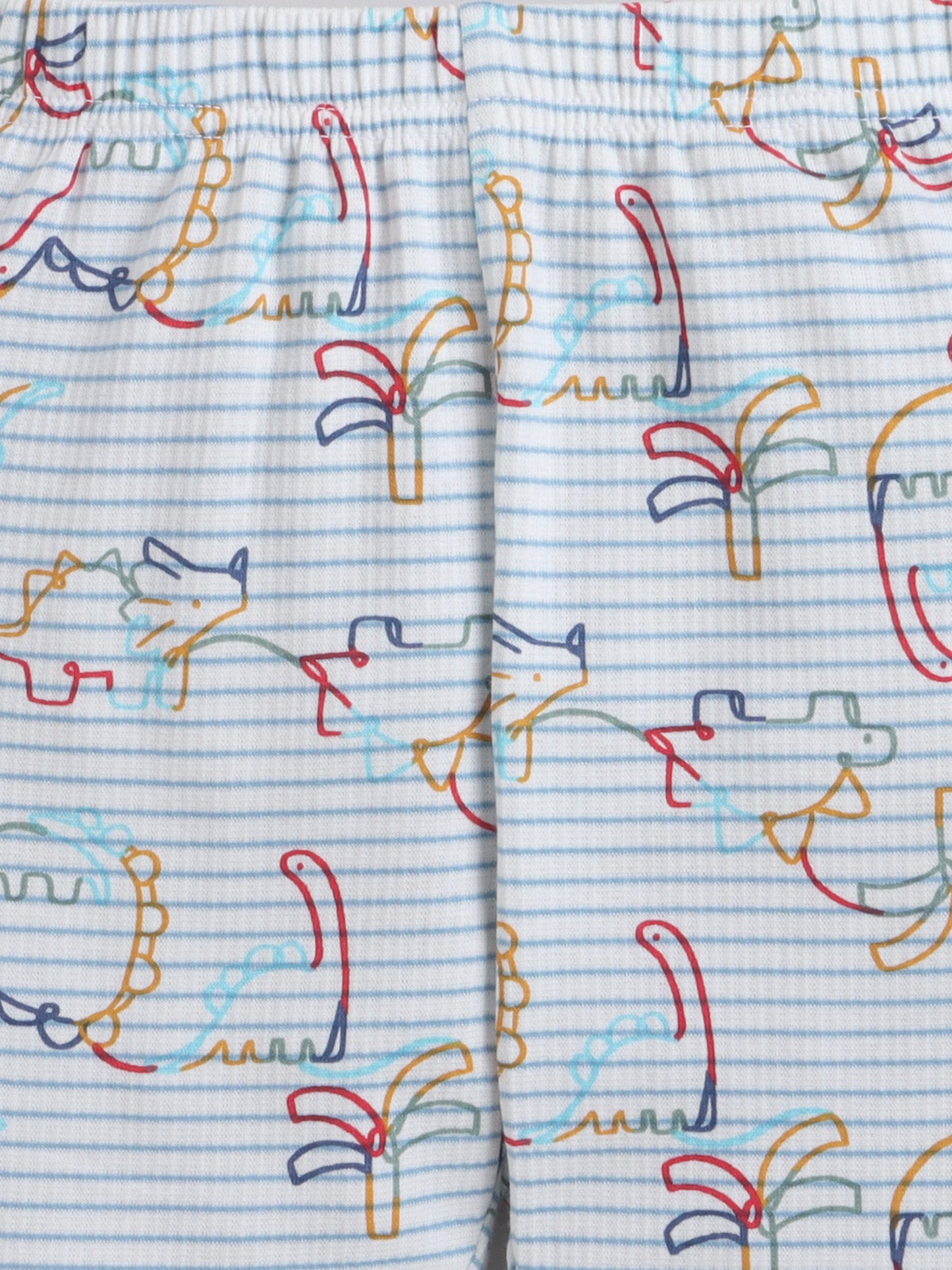 Baby Nation Kids Printed Cotton Night Suit Set - White Dino
