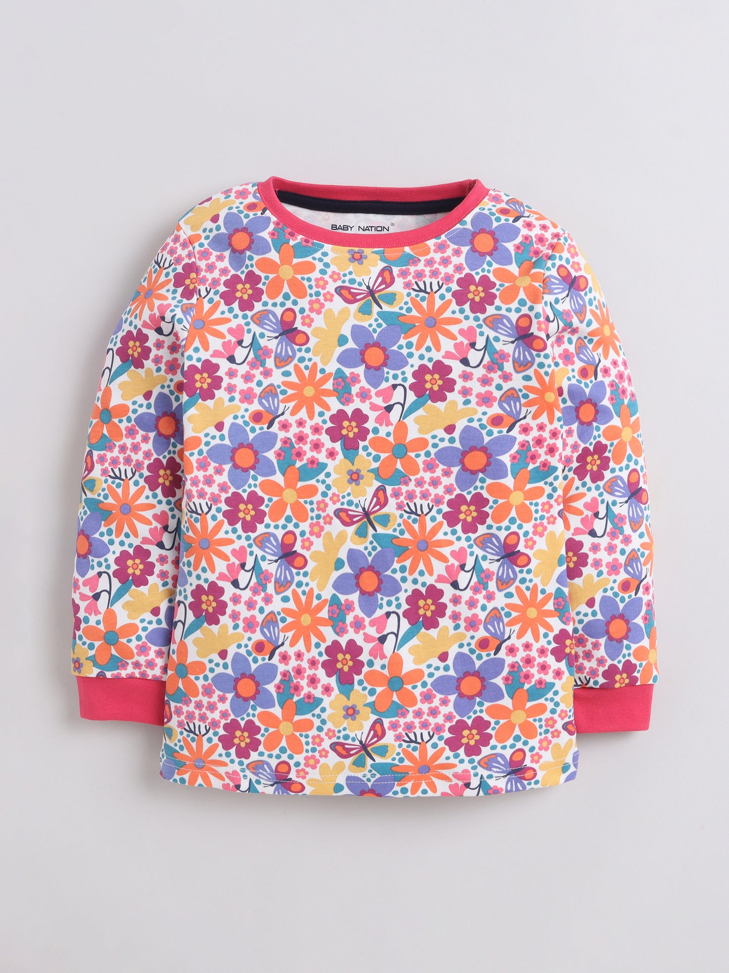 Baby Nation Kids Printed Cotton Night Suit Set - Floral