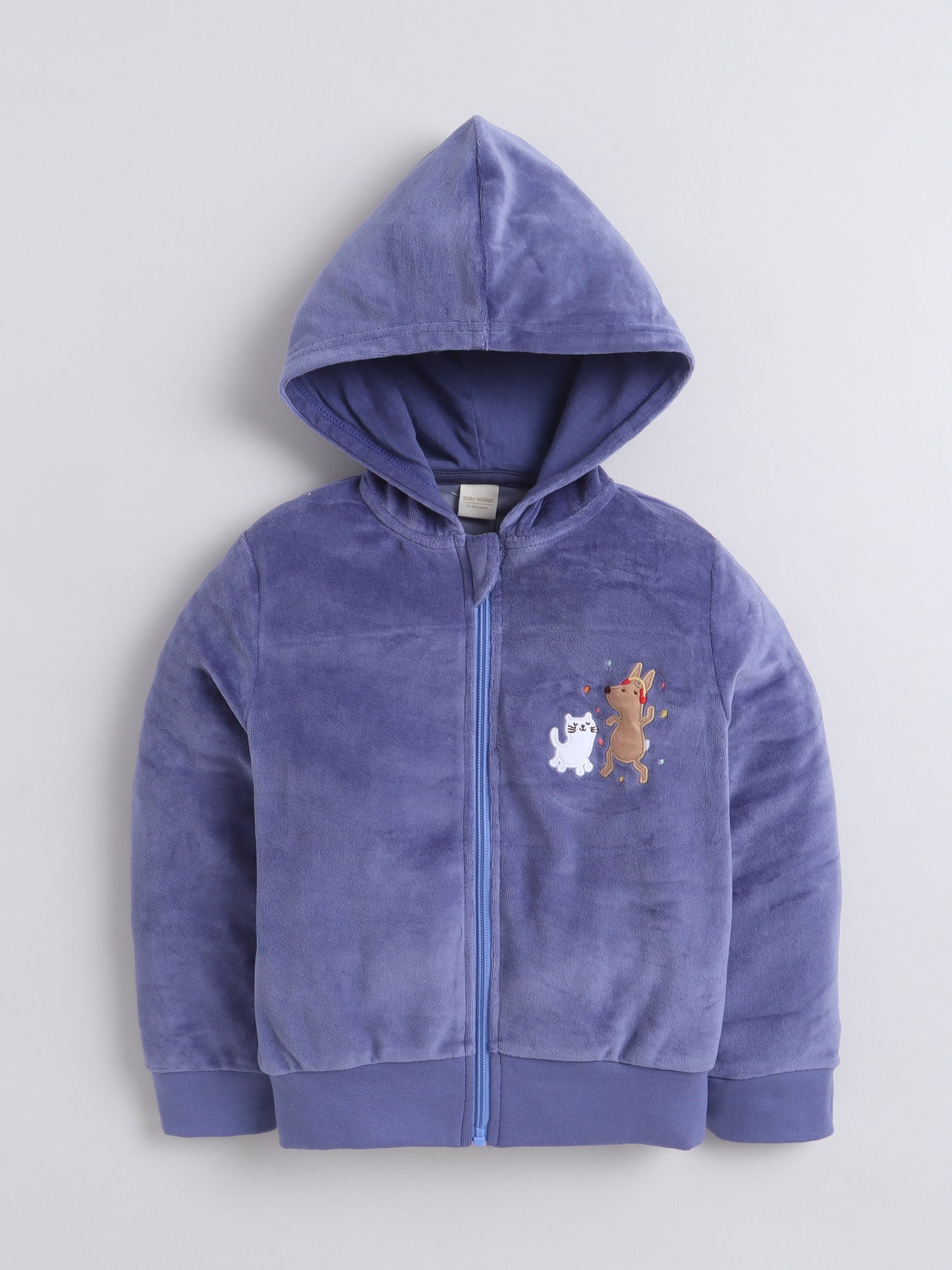 Unisex Printed Winter Hoodie - Blue Cat & Dog