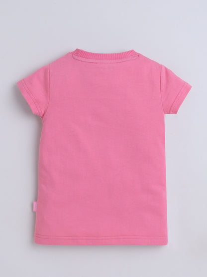 Baby Nation Cotton Knit Half Sleeves Printed T-Shirt - Pink Butterfly