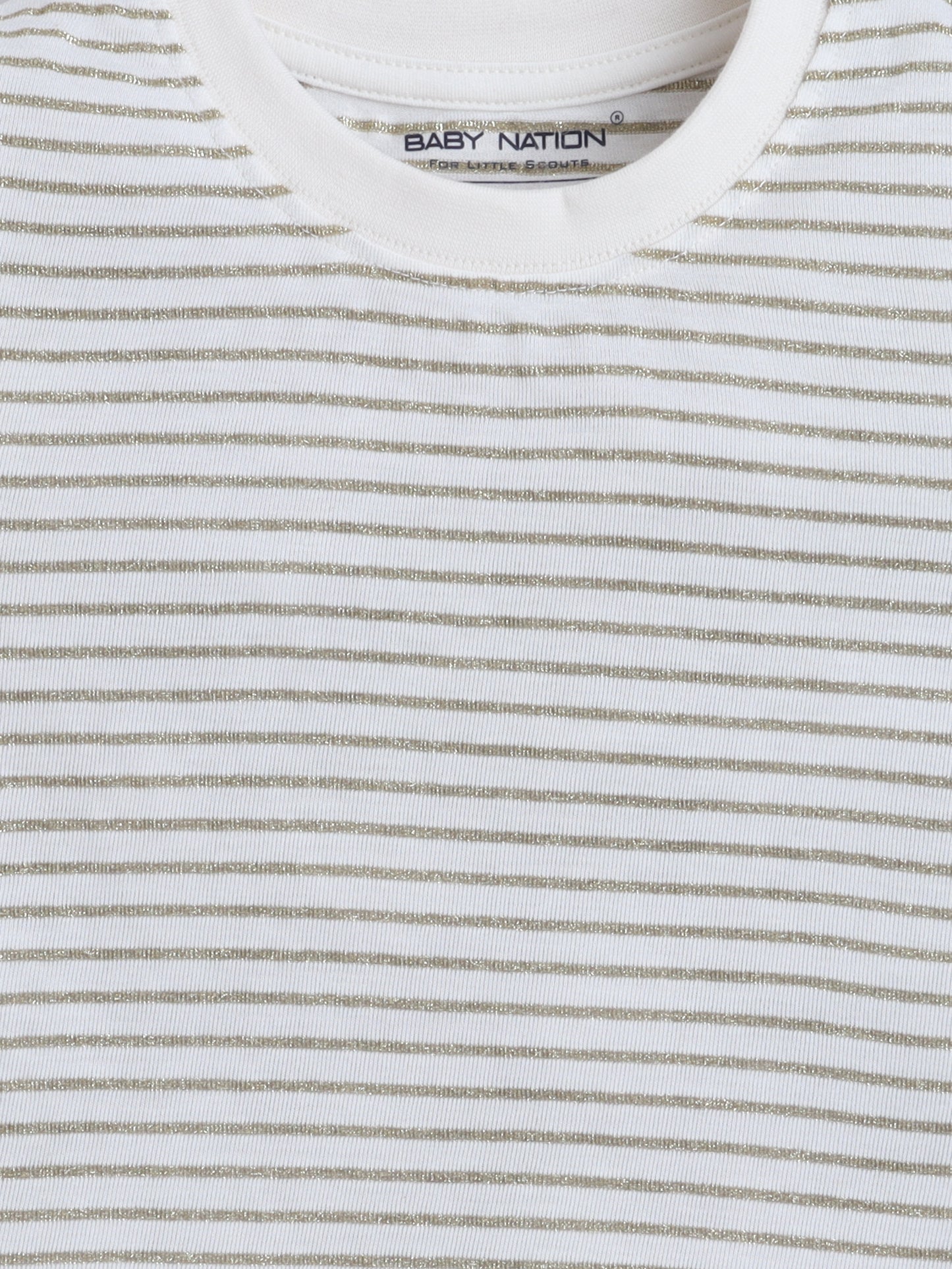 Baby Nation Cotton Knit Half Sleeves Printed T-Shirt - Glitter Stripes