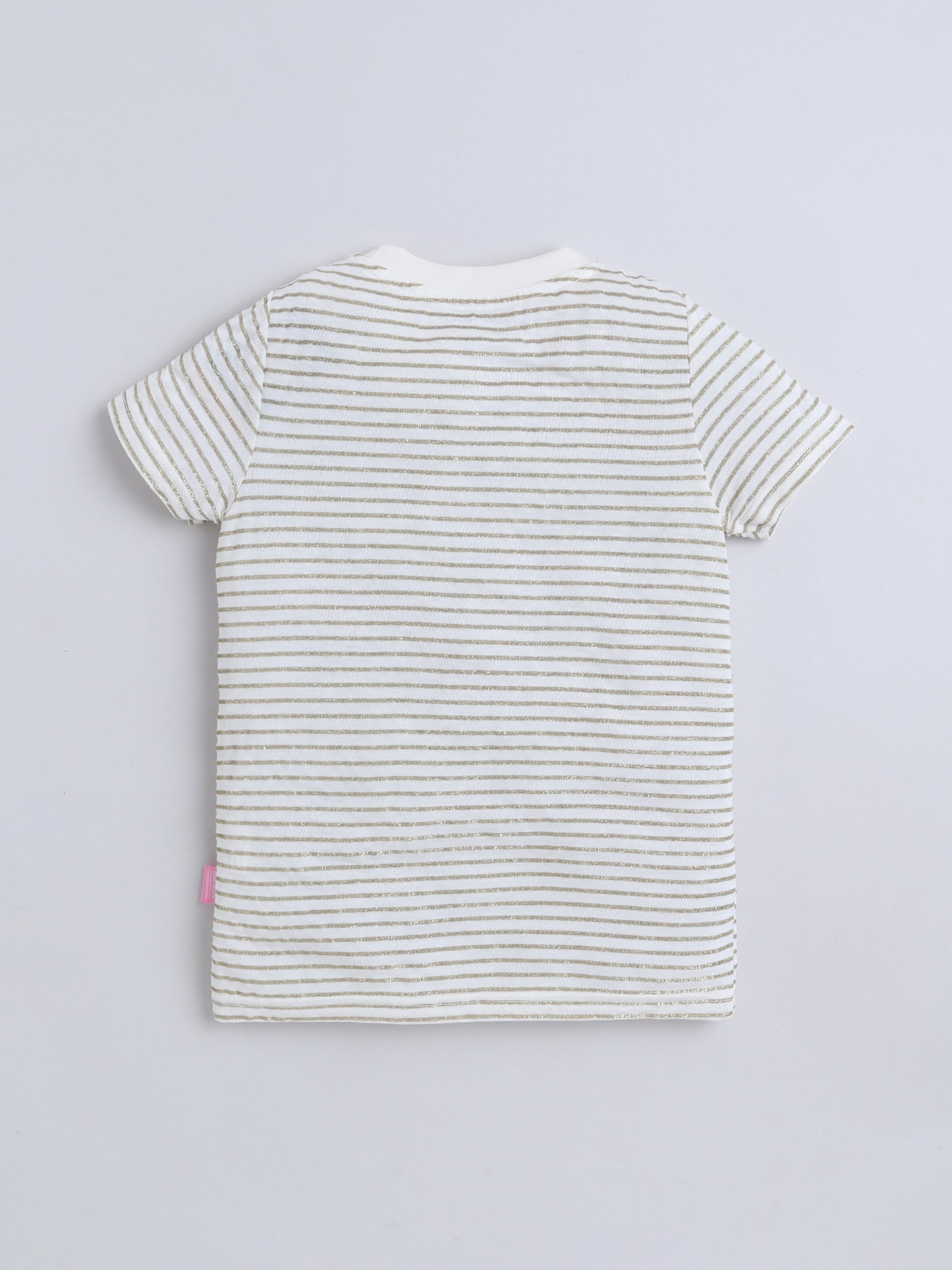 Baby Nation Cotton Knit Half Sleeves Printed T-Shirt - Glitter Stripes
